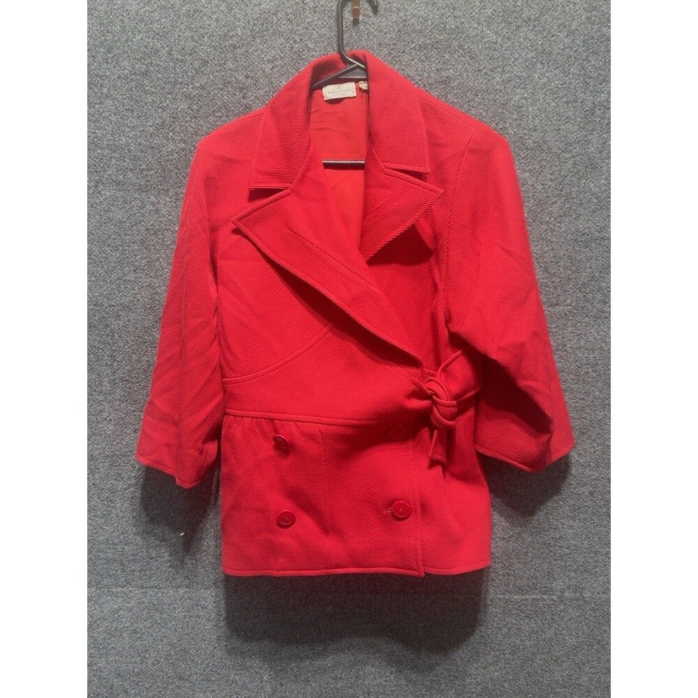Vintage Valentino Boutique Red Wrap Blazer Jacket Made Italy XS - Picture 2 of 7
